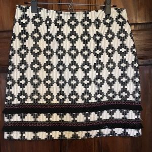 Black & White Embellished Tribal Print Skirt